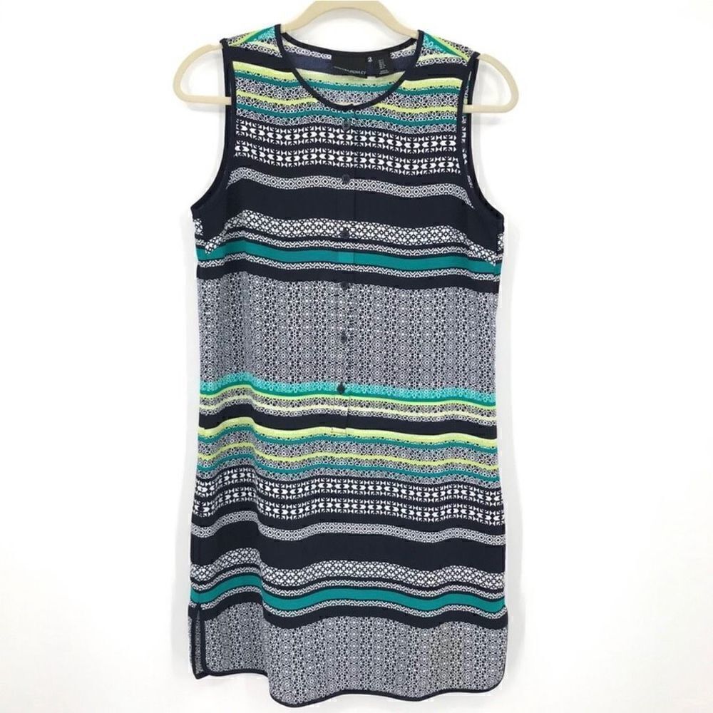 Cynthia Rowley Sleeveless Sheath Dress Above Knee Women 4 Navy Teal White Black